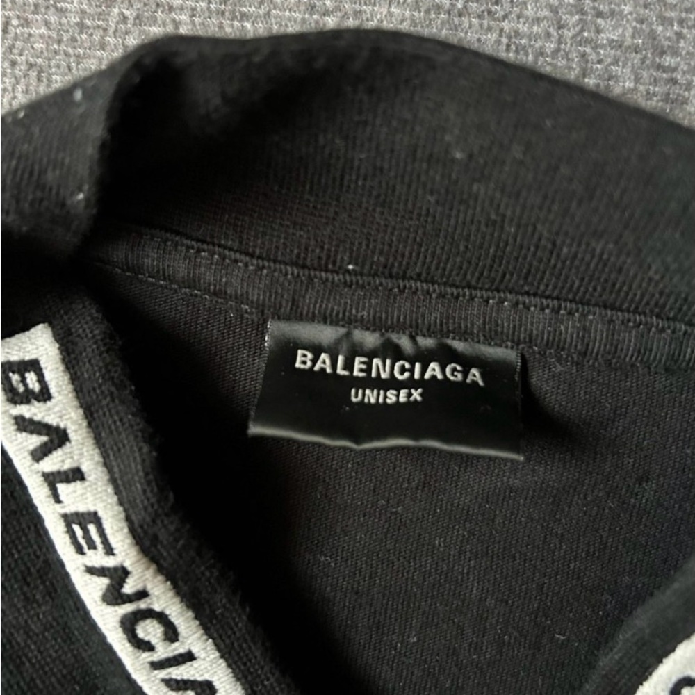 Balenciaga Black Long Sleeve Logo Tee with Red Accents - Picture 3 of 3